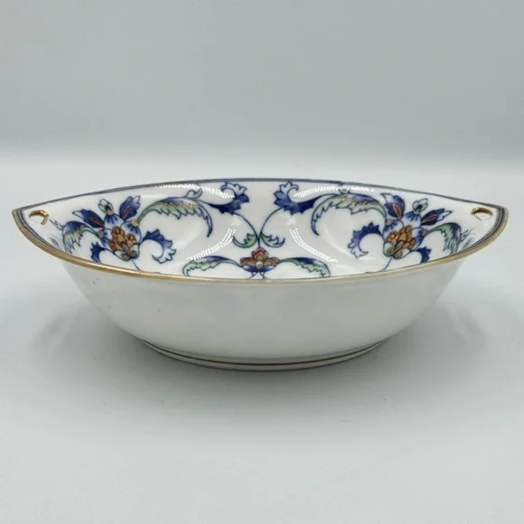 Antique Nippon Hand Painted Handled Vegetable Bowl with Gold Accents - Picture 2 of 7